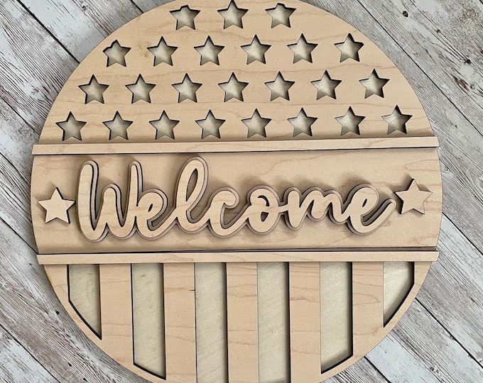 DIY Patriotic Welcome Paint Your Own Sign Kit | Fourth of July Sign |  DIY Summer project idea | Gift for mom