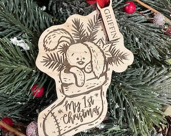 My First Christmas Ornament | Christmas Tree Ornament | Baby’s First Christmas | Personalized Baby 1st Ornament