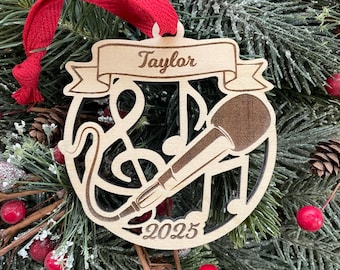 Microphone 2025 Christmas Ornament | Personalized Singer Ornament  | 2025 Christmas