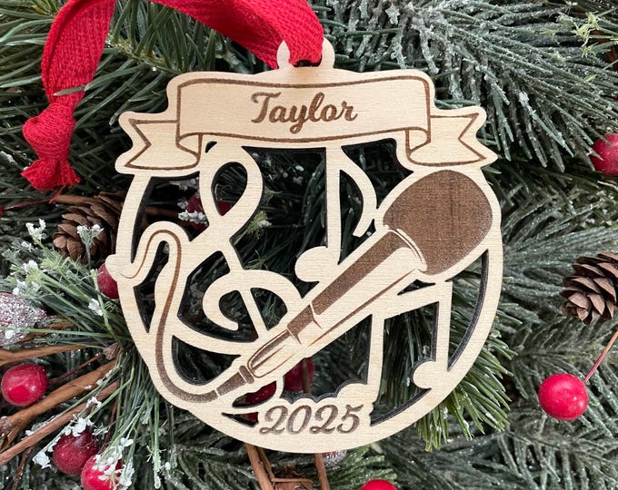 Microphone 2025 Christmas Ornament | Personalized Singer Ornament  | 2025 Christmas