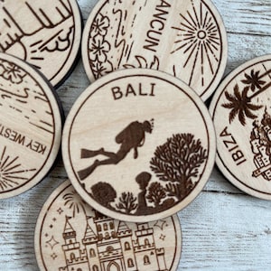 Jeton ou aimant de voyage à Bali, Indonésie | Jetons de collection pour l'état, la ville, le monument, les parcs nationaux ou le pays du bois | Jeton de suivi de voyage