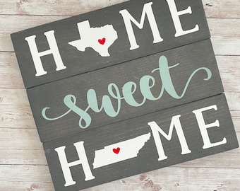 Texas to Tennessee State Sign: New Home Wood Sign