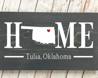 Oklahoma (OK) Home State wood sign | 2 sizes available | Customized with Oklahoma town name | Oklahoma Home Decor | New Oklahoma Home Gift