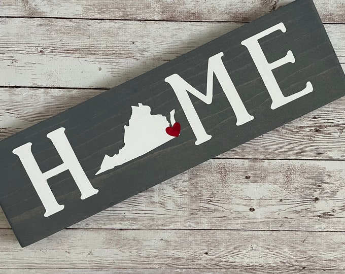 Virginia Home State Wood Sign | Housewarming | Gallery Wall Decor | 3 sizes Available 3.5” x 12”, 5.5 x 18” and 9 x 32” Sign