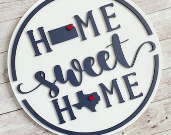 Kansas to Texas Home Sweet Home Wood Sign: Farewell Gift