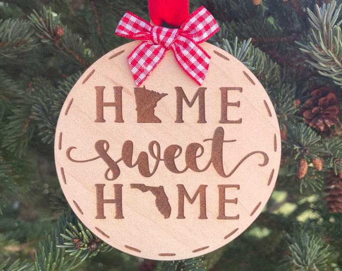 Minnesota to Florida Home Sweet Home Wood Ornament | State to State Home | New Home Gift idea | Housewarming Gift Idea | Christmas 2025