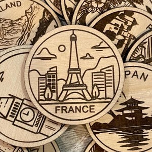 jeton ou aimant de voyage en France | Jetons de collection pour l'état, la ville, le monument, les parcs nationaux ou le pays du bois | Jeton de suivi de voyage