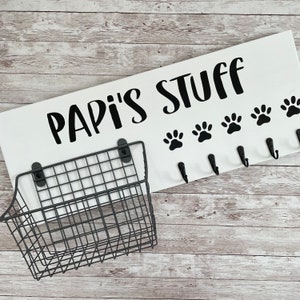 Custom Dog Leash Hook & Basket Sign: Pet Organizer, Dog Mom Gift