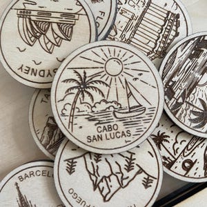 Jeton ou aimant de voyage de Cabo San Lucas | Jetons de collection pour l'état, la ville, le monument, les parcs nationaux ou le pays du bois | Jeton de suivi de voyage