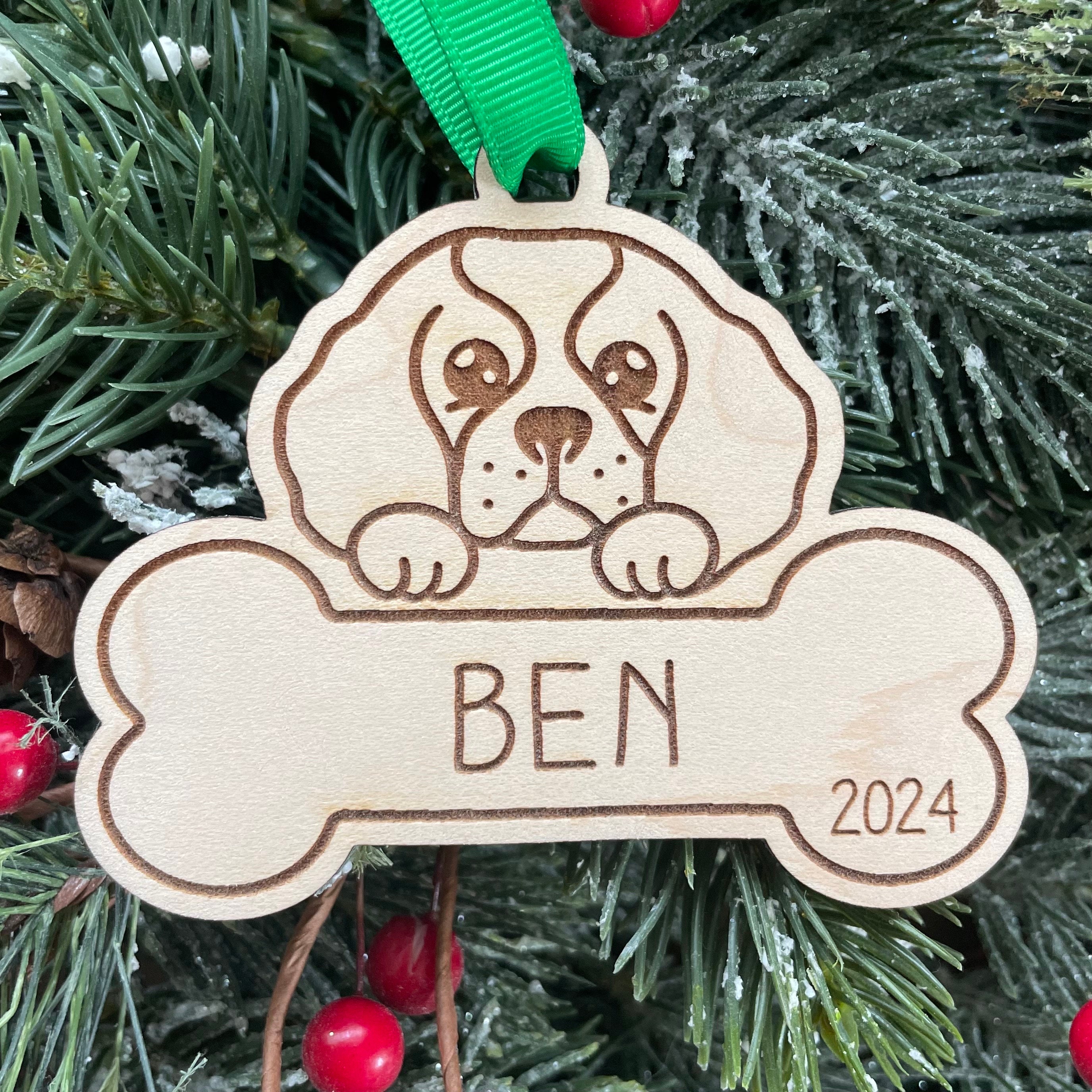 Personalized Cavalier Dog Christmas Ornament: Engraved Wood, 2026
