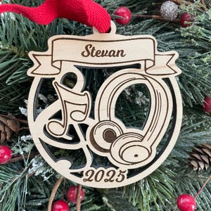 Headphones 2025 Christmas Ornament | Personalized Music Instrument Ornament  | 2025 Christmas