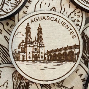 Jeton de voyage ou aimant de Aguascalientes | Jetons de collection pour l'état, la ville, le monument, les parcs nationaux ou le pays du bois | Jeton de suivi de voyage