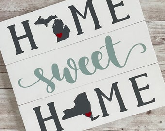 Wisconsin Home State Print Personalized State Burlap Linen or Cotton Sign Home Sweet Home State Outline Sign Housewarming Gift