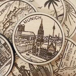 Jeton ou aimant de voyage Munich Allemagne | Jetons de collection pour l'état, la ville, le monument, les parcs nationaux ou le pays du bois | Jeton de suivi de voyage