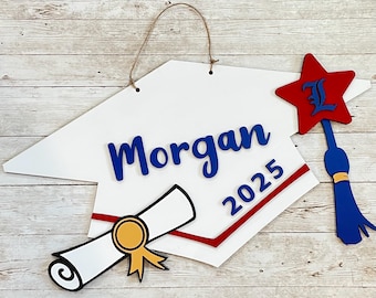 Class of 2025 Custom Grad Cap Door Hanger | Senior 2025 Grad Decor | High School Graduation Door Sign | Graduation Party Decor