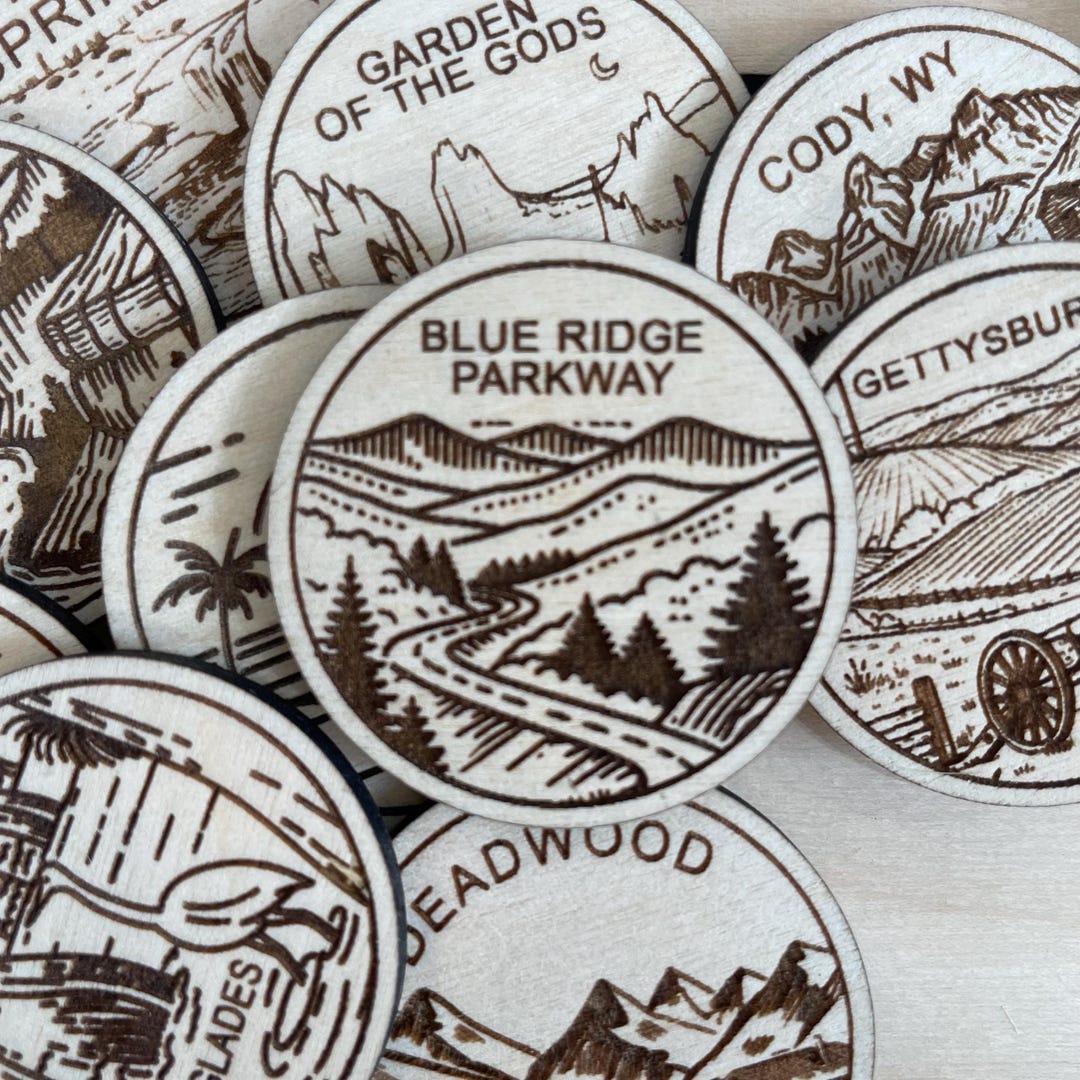 Blue Ridge Parkway Travel Token or Magnet or Ornament: Engraved Wood ...
