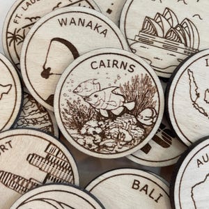 Jeton ou aimant de voyage de Cairns | Jetons de collection pour l'état, la ville, le monument, les parcs nationaux ou le pays du bois | Jeton de suivi de voyage