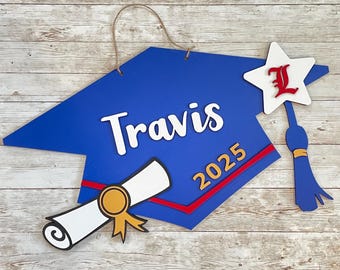Custom Grad Cap Door Hanger | Senior 2025 Grad Decor | High School Graduation Door Sign | Graduation Party Decor