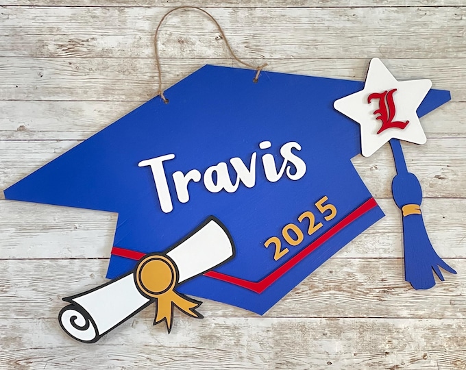 Custom Grad Cap Door Hanger | Senior 2025 Grad Decor | High School Graduation Door Sign | Graduation Party Decor