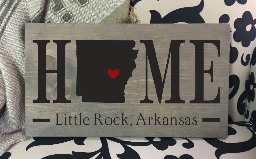 Arkansas Home State wood sign 2 sizes available Customized with Arkansas town name