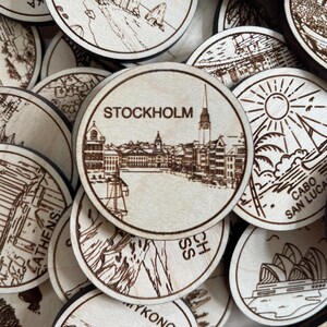 Jeton ou aimant de voyage de Stockholm | Jetons de collection pour l'état, la ville, le monument, les parcs nationaux ou le pays du bois | Jeton de suivi de voyage