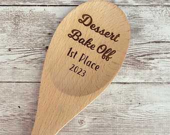 Custom Mixing Spoon |  Dessert Bake Off Kitchen Spoon | Dessert Party Gift | Engraved Wood Mixing Spoon
