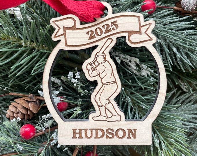 Baseball Batter 2025 | Baseball Hitter Player Christmas Ornament | Personalized Baseball Player Ornament  | 2025 Christmas