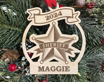 2025 Sheriff Christmas Ornament | Personalized Sheriff Ornament | 2025 Christmas | Deputy Sheriff Badge Ornament