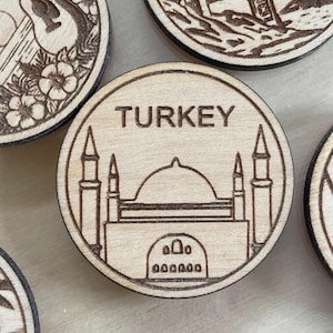 Jeton ou aimant de voyage en Turquie | Jetons de collection pour l'état, la ville, le monument, les parcs nationaux ou le pays du bois | Jeton de suivi de voyage