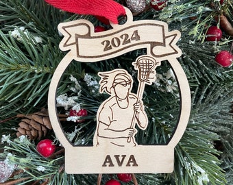 Lacrosse Girl Player 2026 Christmas Ornament | Personalized Lacrosse Ornament | Lacrosse Team Ornament | 2025 Christmas Ornament