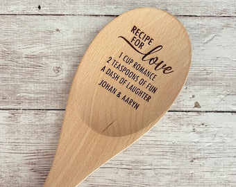 Custom Mixing Spoon | Recipe for Love Spoon | Bridal Shower Favor | Engraved Wood Mixing Spoon