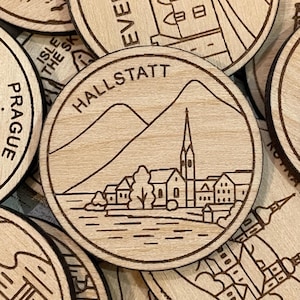 Jeton ou aimant de voyage de Hallstatt | Jetons de collection pour l'état, la ville, le monument, les parcs nationaux ou le pays du bois | Jeton de suivi de voyage
