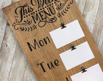 This Week's Menu Sign | Farmhouse Kitchen Decor | Dinner Menu Sign | Family Dinner Organizer | Menu Clip Board | Farmhouse Kitchen