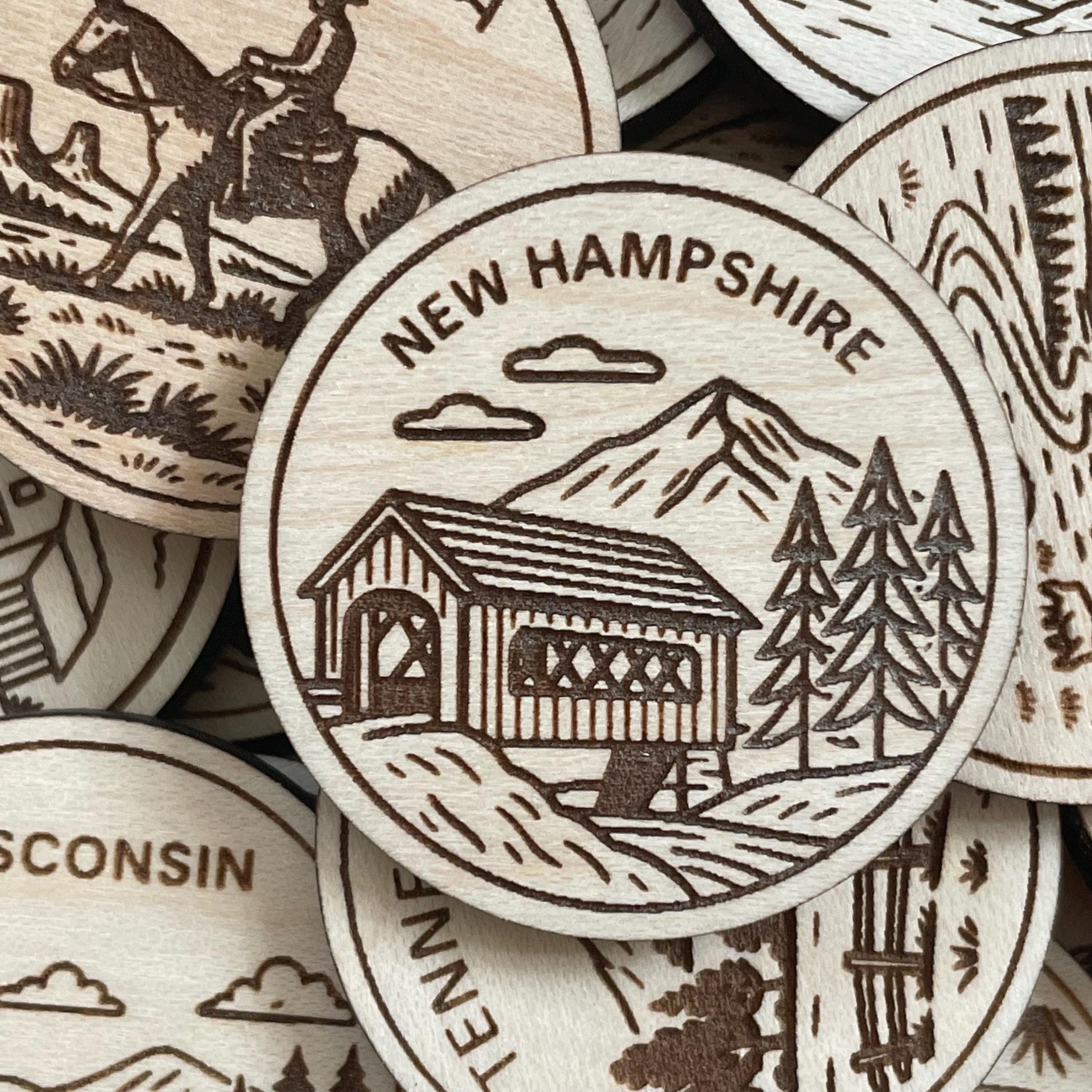 Magnete Da Frigo Souvenir New Hampshire – Mappa E Punti Di Riferimento In PVC (Collezione) - 2