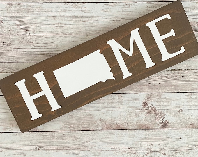 South Dakota Home State Wood Sign | Housewarming | Gallery Wall Decor | 3 sizes Available 3.5” x 12”, 5.5 x 18” and 9 x 32” Sign