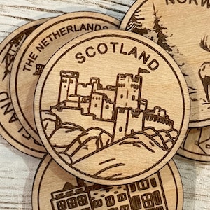 Jeton ou aimant de voyage en Ecosse | Jetons de collection pour l'état, la ville, le monument, les parcs nationaux ou le pays du bois | Jeton de suivi de voyage