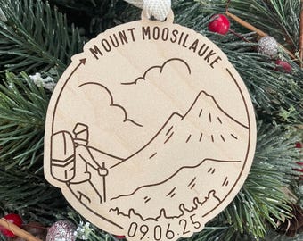 Custom Mountain Name & Date Ornament | NH Hiker Ornament | New Hampshire Mountains | Hiking Souvenir | Hiking Gift Idea