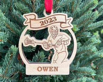 Lacrosse Boy Player 2024 Christmas Ornament | Personalized Lacrosse Ornament | Lacrosse Team Ornament | 2024 Christmas Ornament