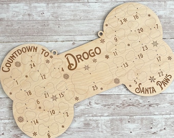 DIY Personalized Dog Bone Countdown to Santa Paws | Dog Treat Advent Calendar | Custom Santa Paws Puppy Bone Treat Holder