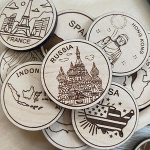 Russland Reise Token oder Magnet | Wood Zustand, Stadt, Wahrzeichen, Nationalparks oder Land Sammler Token | Travel Tracking Token