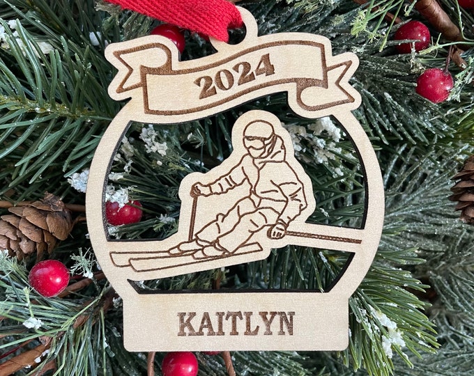 Skiing 2025 Ornament | Skier Christmas Ornament | Personalized Ski Ornament  | 2025 Christmas