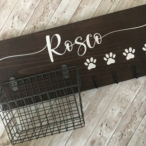Custom Dog Leash Hook and Basket Sign: Pet Organizer