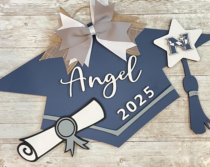 Custom Grad Cap Door Hanger | Senior 2025 Grad Decor | High School Graduation Door Sign | Graduation Party Decor