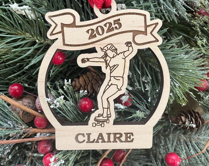 Skateboard Girl 2025 Ornament | Skater Christmas Ornament | Personalized Skateboarding Ornament  | 2025 Christmas