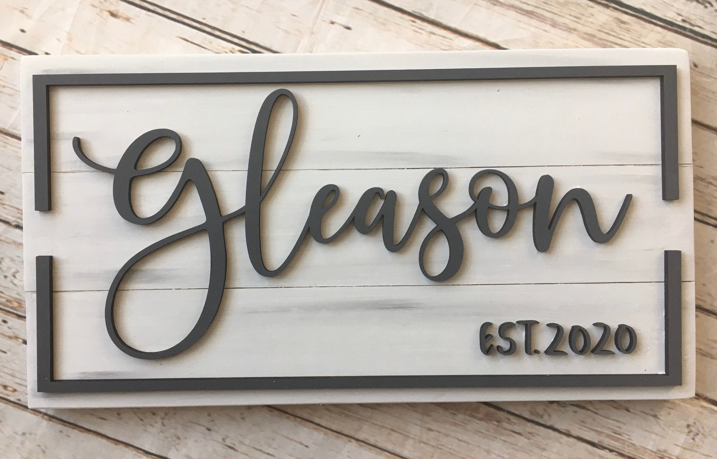Custom Family Last Name wood sign Wedding Gift 4 Etsy