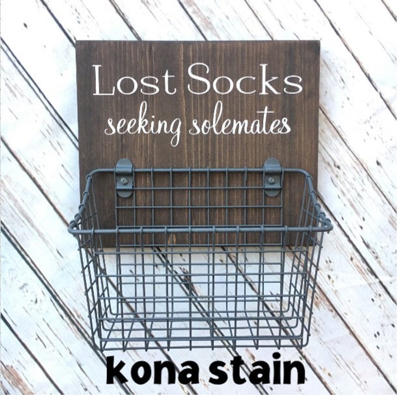 Lost Socks seeking solemates or soulmates wood sign with attached basket Laundry Room Decor Laundry Organization Classic Version image 6