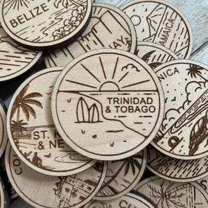 -Vorlage Reise-Token oder Magnet | Wood Zustand, Stadt, Wahrzeichen, Nationalparks oder Land Sammler Token | Travel Tracking Token