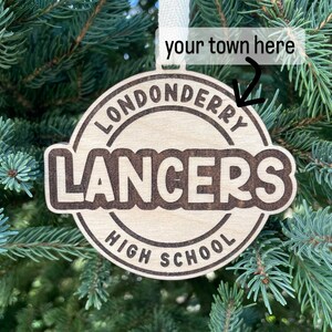 Lancers Mascot School Ornament | School Mascot Ornament | Lancers Team Spirit Ornament | Custom School Ornament