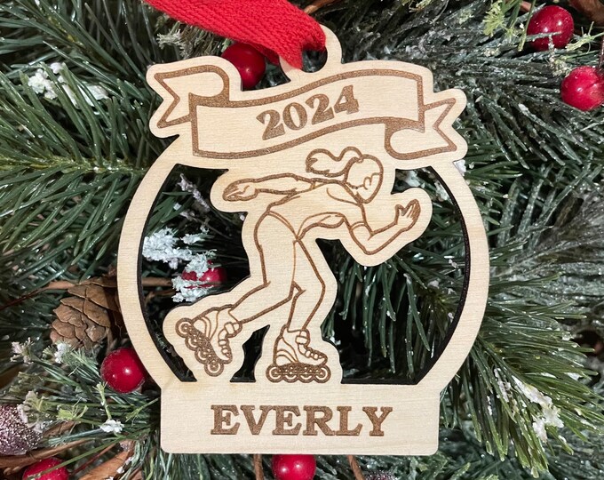 Rollerskating or Rollerblading 2025 Christmas Ornament | Personalized Roller Skater Ornament | 2025 Christmas Roller Blader