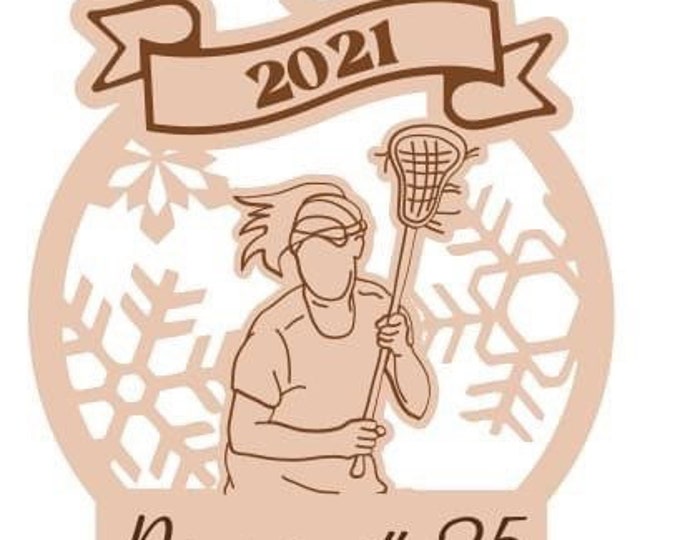 SAMPLE SALE Girl Lacrosse Player Christmas Ornament | Personalized Lacrosse Ornament | Lacrosse Team Ornament | 2022 Christmas Ornament